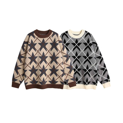 Jacquard Crewneck Loose Pullover Sweater For Women | MuddyStock Originals MuddyStock