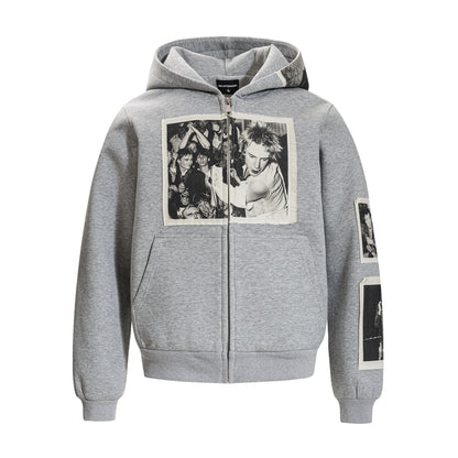 Zipper hoodie for men | MuddyStock Originals Flower Gray MuddyStock