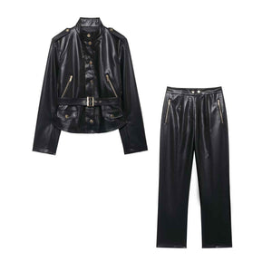 Imitation jacket+flared pants set for women | MuddyStock Originals Set