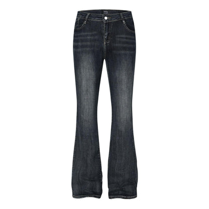 Classic flip low waist micro flared elastic jeans for women | MuddyStock Originals
