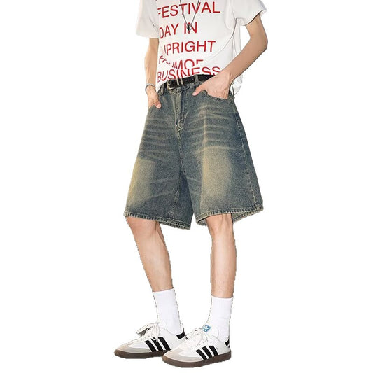 Washed and worn semi elastic waist denim shorts For Men And Women | MuddyStock Originals MuddyStock