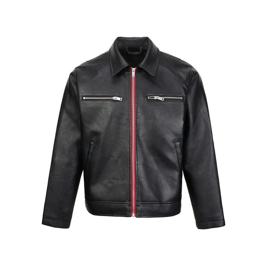 Collar PU leather jacket for men | MuddyStock Originals