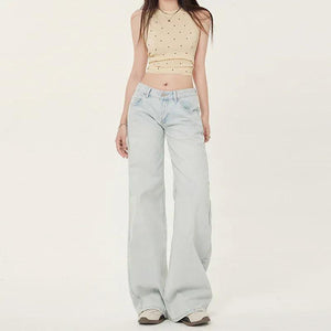 Women's Low Waist Straight Leg Jeans | MuddyStock Originals Light Blue # Extended Length MuddyStock