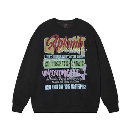 Letter Graffiti Crewneck Sweatshirt for Women | MuddyStock Originals Black