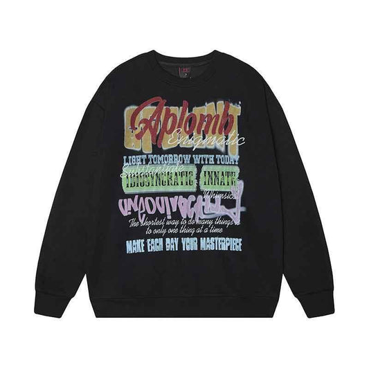 Letter Graffiti Crewneck Sweatshirt for Women | MuddyStock Originals Black