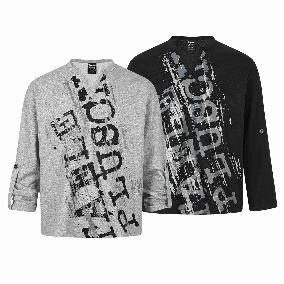 Silver Foil Letter Print Long Sleeve Small V-Neck Punk Streetwear T-Shirt
