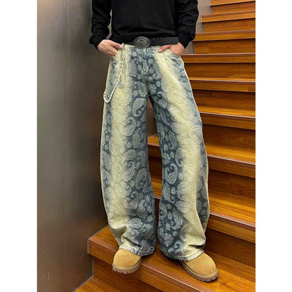 Men's Jacquard gradient washed denim jeans with curved edges | MuddyStock Originals