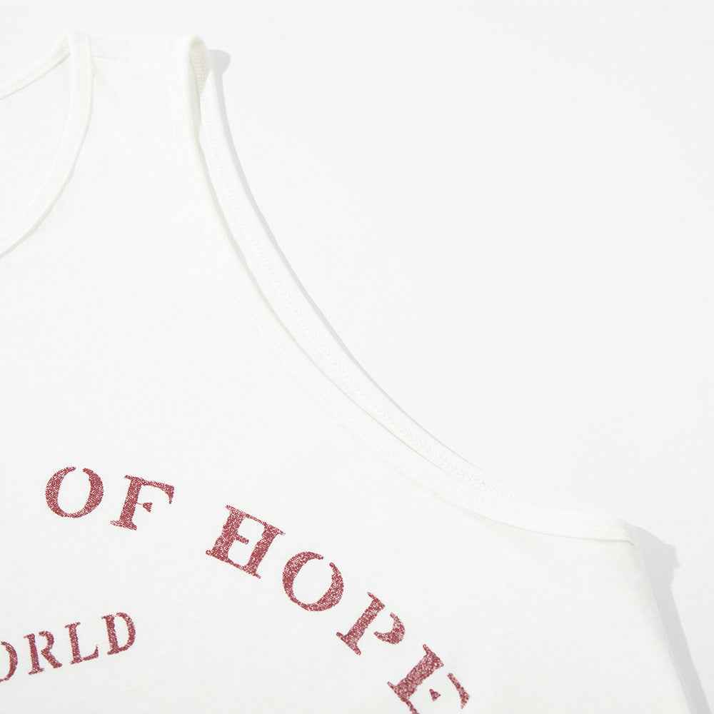 Letter printed shoulder round neck men's vest