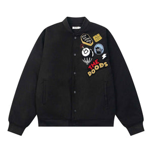 Embroidered letter baseball jacket for men and women Black