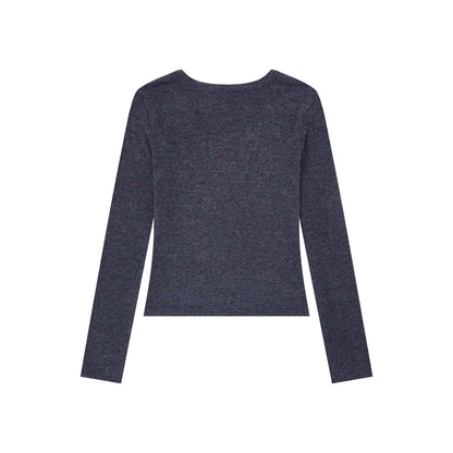 Letter U-Neck Long Sleeve Women's Stud Decorated Slim Fit Crop Top | MuddyStock Originals