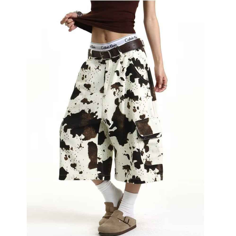 Lazy Loose High-Waisted Wide-Leg Shorts Pants