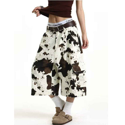 Lazy Loose High-Waisted Wide-Leg Shorts Pants