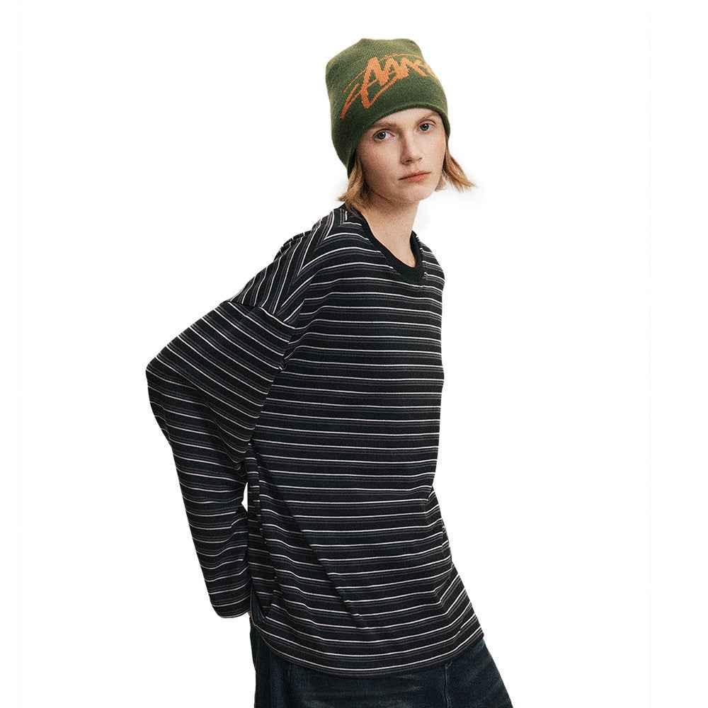 Striped round neck long sleeved T-shirt for women | MuddyStock Originals
