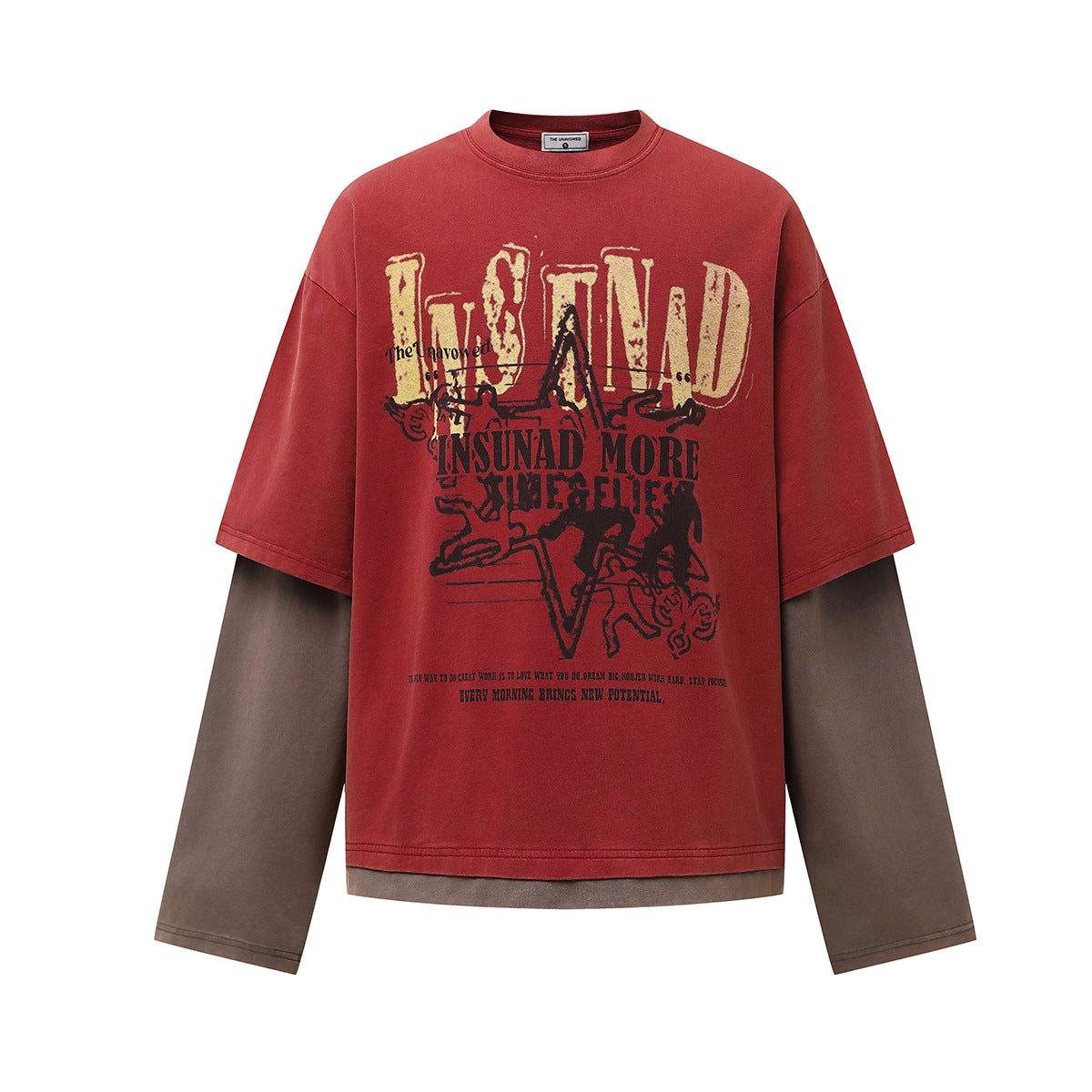 Color blocked fake two piece long sleeved T-shirt for men | MuddyStock Originals MuddyStock