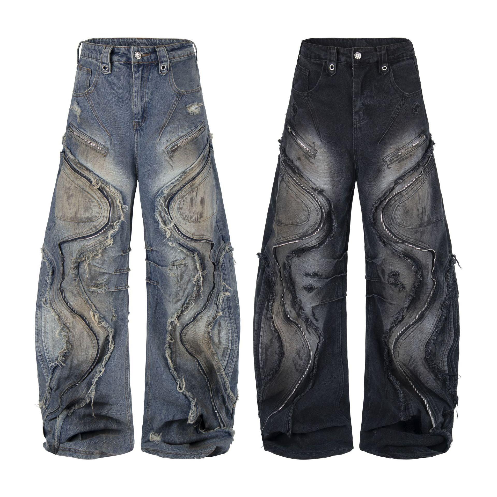Deconstructing frayed washed loose jeans for men and women | MuddyStock Originals