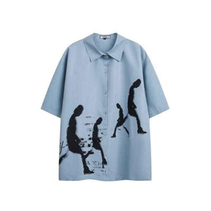 Abstract printed design short sleeved shirt for men | MuddyStock Originals Blue