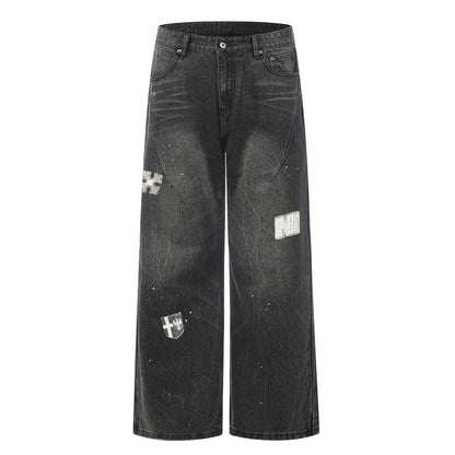 Washed denim jeans