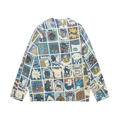 Manga checkered cat cardigan for women