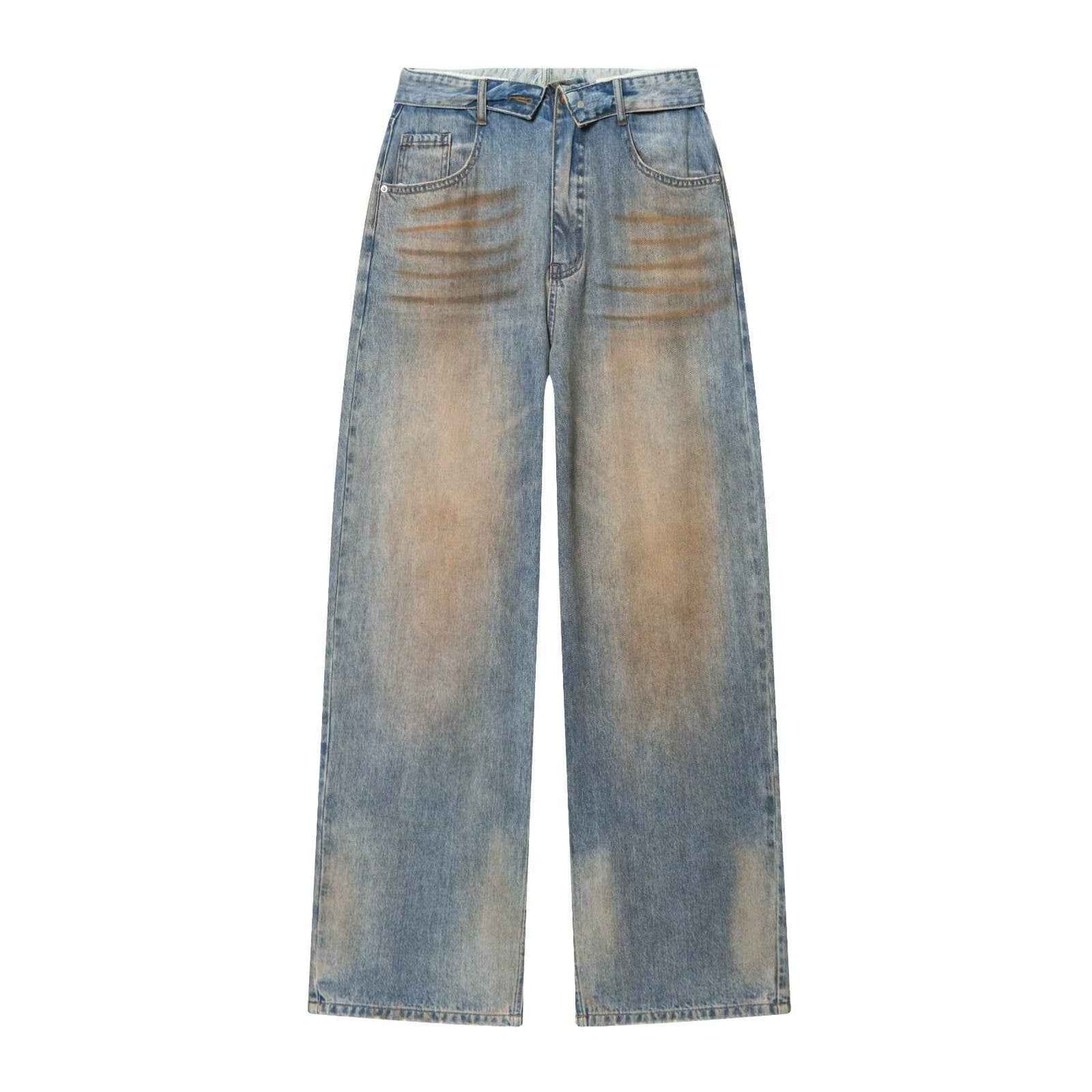 Mid waist casual ripped and flared jeans