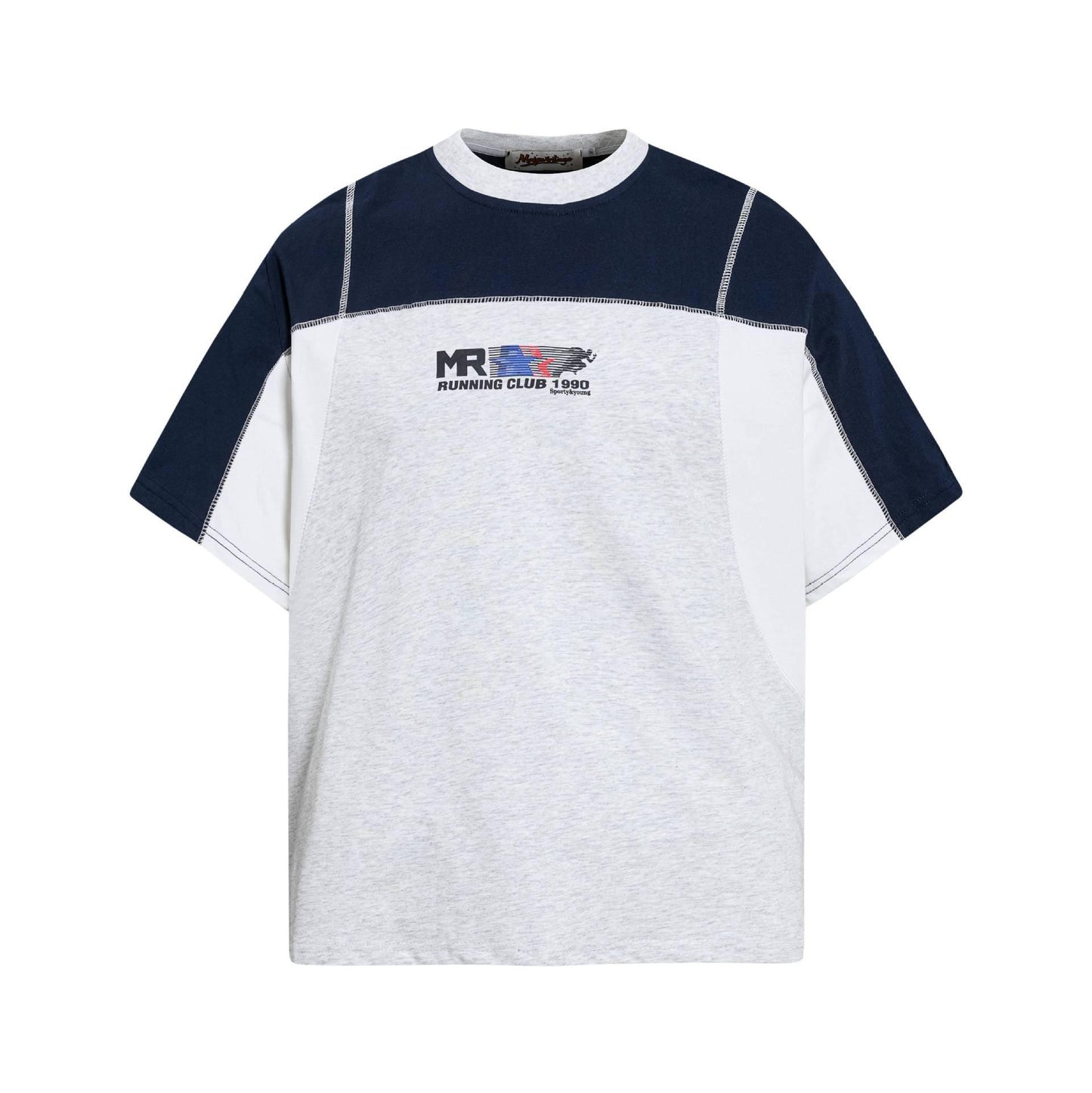 Splicing contrasting short sleeve t-shirt for men | MuddyStock Originals Gray
