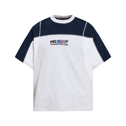Splicing contrasting short sleeve t-shirt for men | MuddyStock Originals Gray
