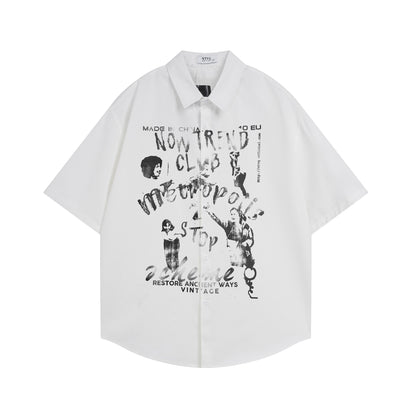 Antique character printed short sleeved shirt for men and women | MuddyStock Originals White