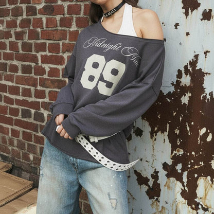 Off shoulder casual loose long sleeved top for women | MuddyStock Originals MuddyStock