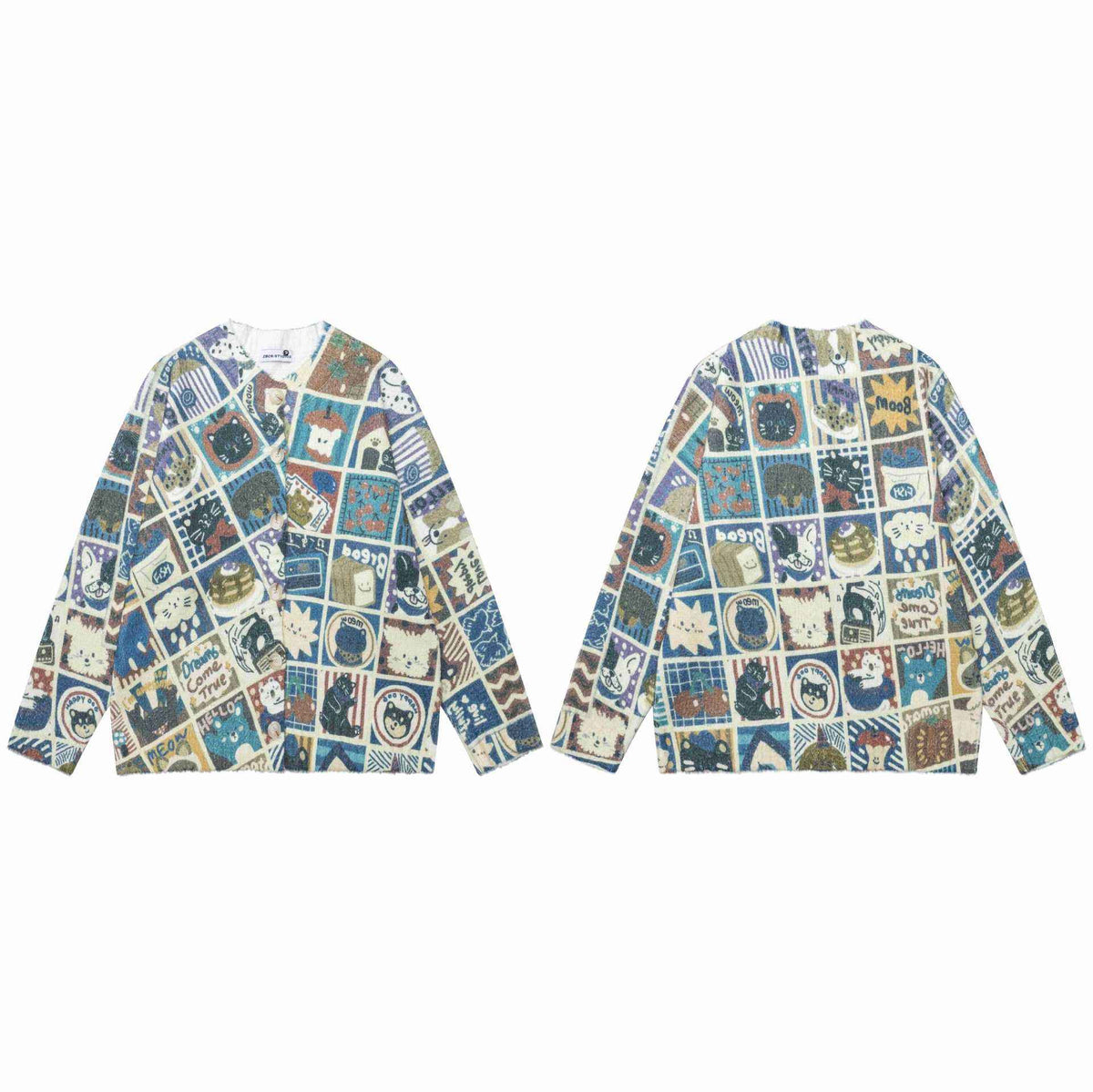 Manga checkered cat cardigan for women