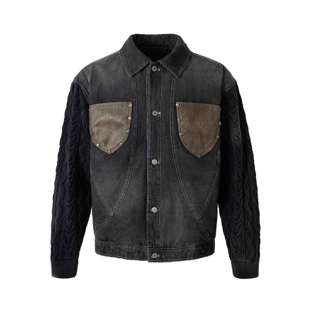 Cotton lined denim jacket for men | MuddyStock Originals Black