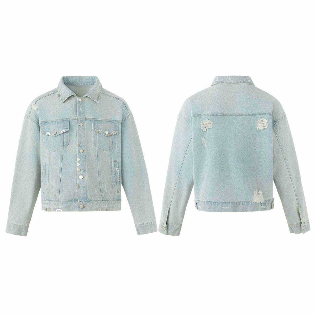 Insert Ripped Loose Denim Jacket for Men | MuddyStock Originals