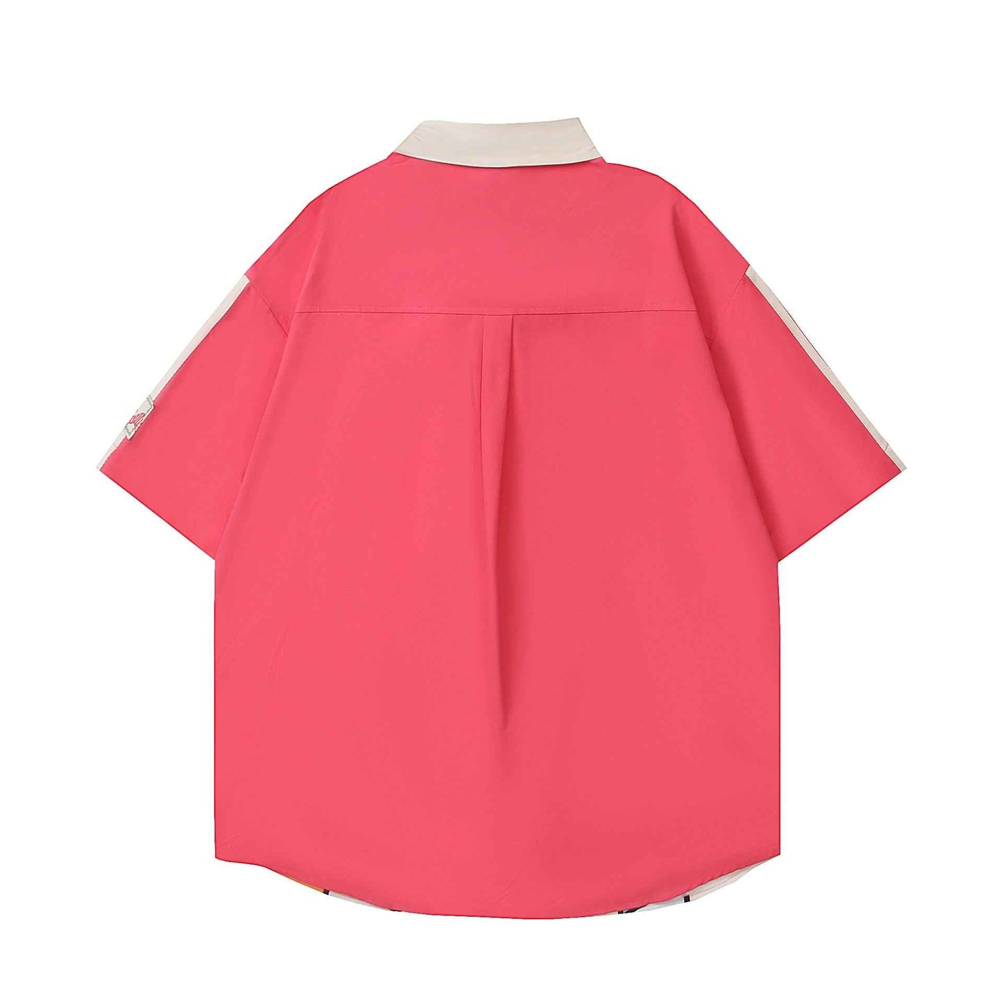 Cartoon Printed Color blocked Short Sleeve Shirt For Women | MuddyStock Originals