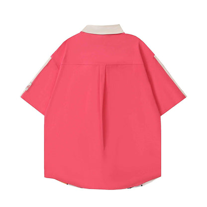 Cartoon Printed Color blocked Short Sleeve Shirt For Women | MuddyStock Originals
