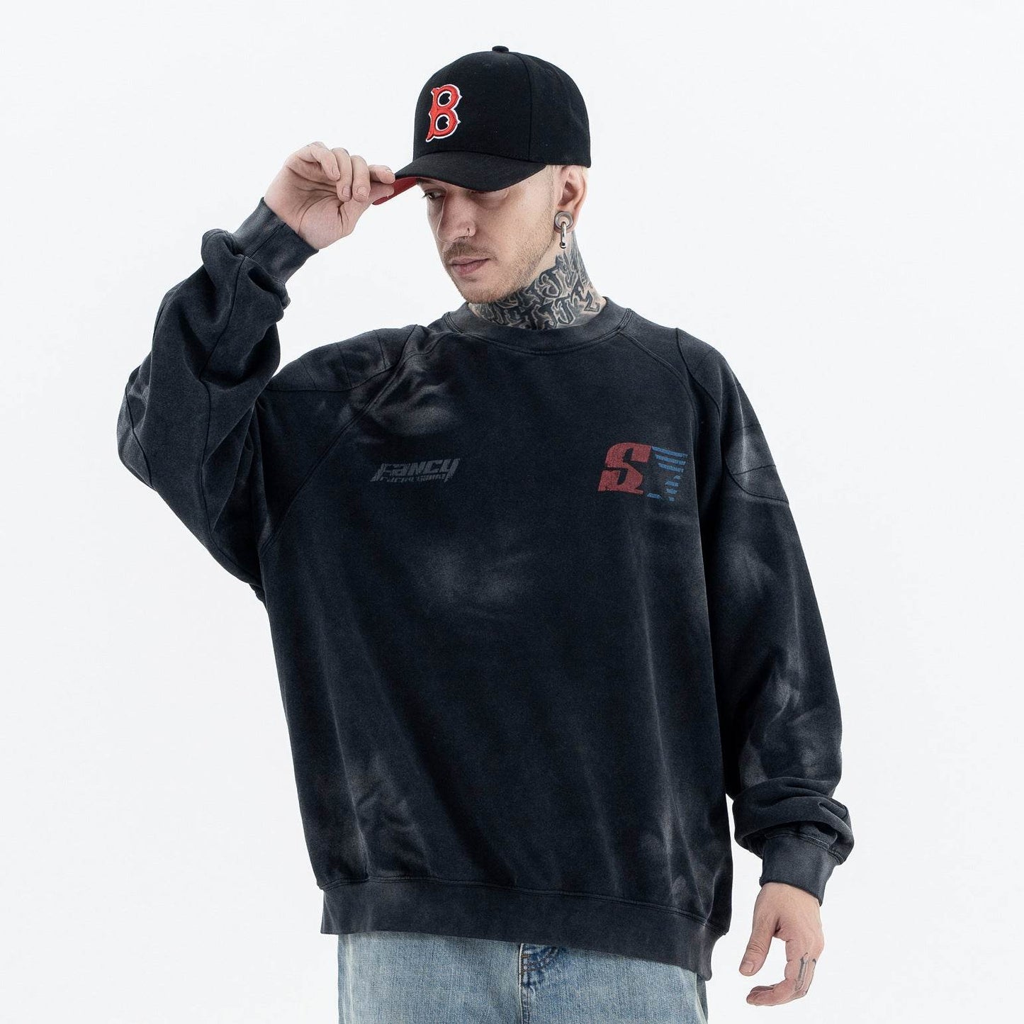 Men's Racing Print Crew Neck Sweatshirt | MuddyStock Originals MuddyStock