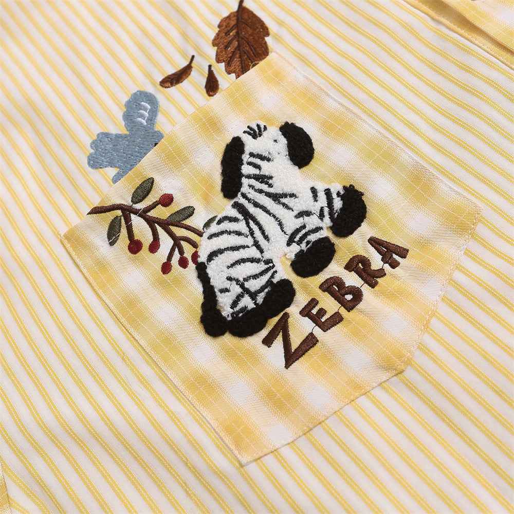 Animal cartoon design checkered long sleeved shirt for men and women | MuddyStock Originals