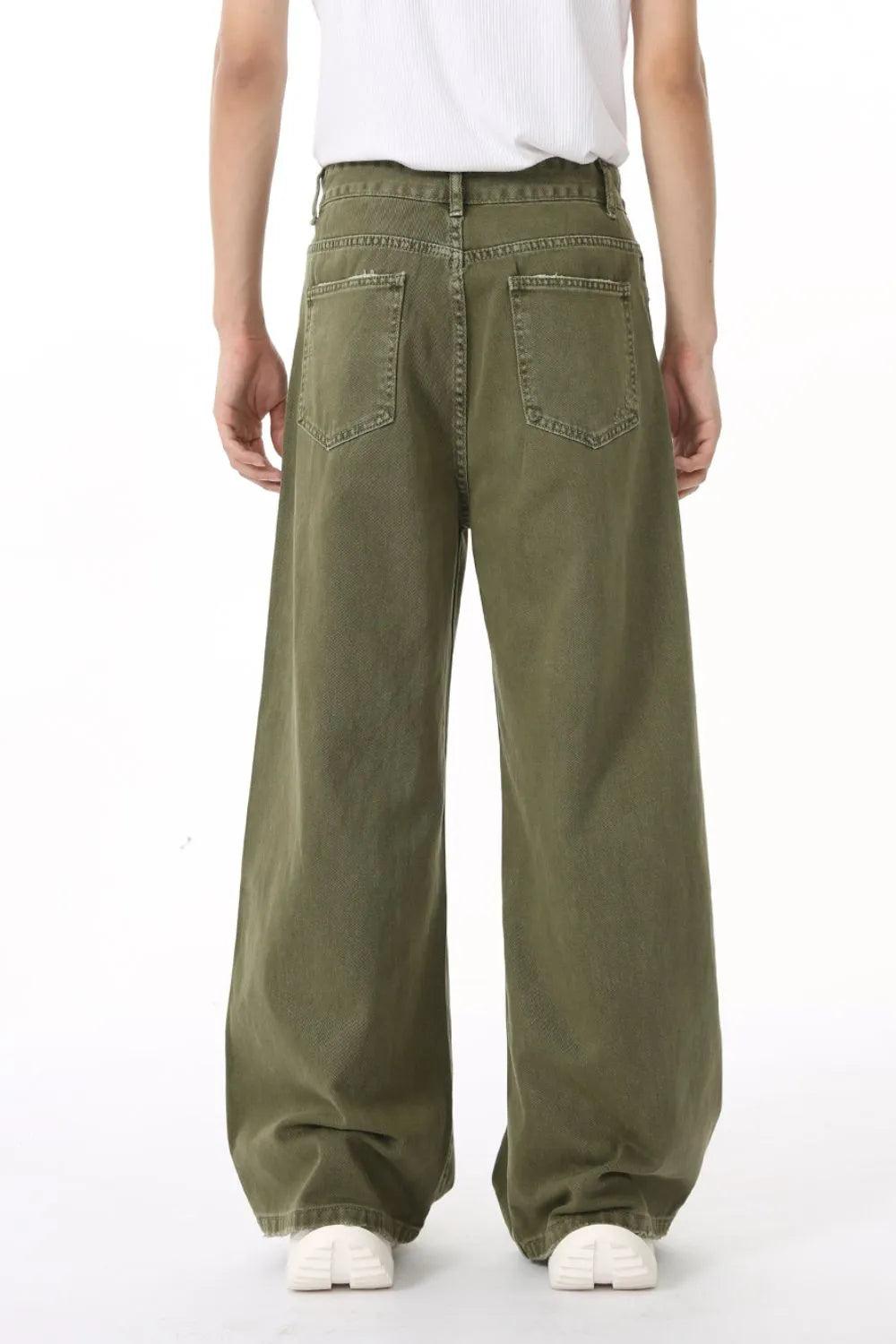 Distressed Wide Leg Jeans with Pockets For Men | MuddyStock Originals
