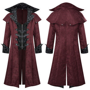 Gothic Medieval Halloween Coat Jacket for Men Red