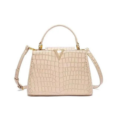 Crocodile Print Shoulder Handbags for Women | MuddyStock Originals T-101 Beige