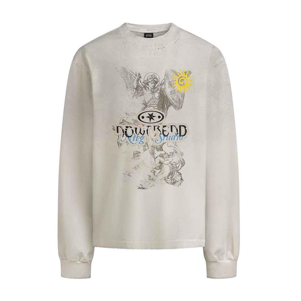 Printed long sleeved T-shirt For Men | MuddyStock Originals Apricot