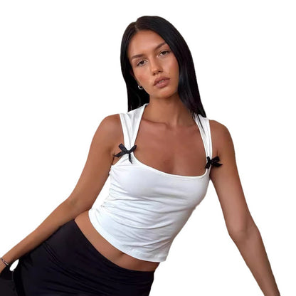 Simple Slim Tank Top with Bow Decoration For Women | MuddyStock Originals MuddyStock