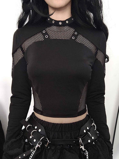 Slim fit hollow out long sleeved top | MuddyStock Originals Black MuddyStock