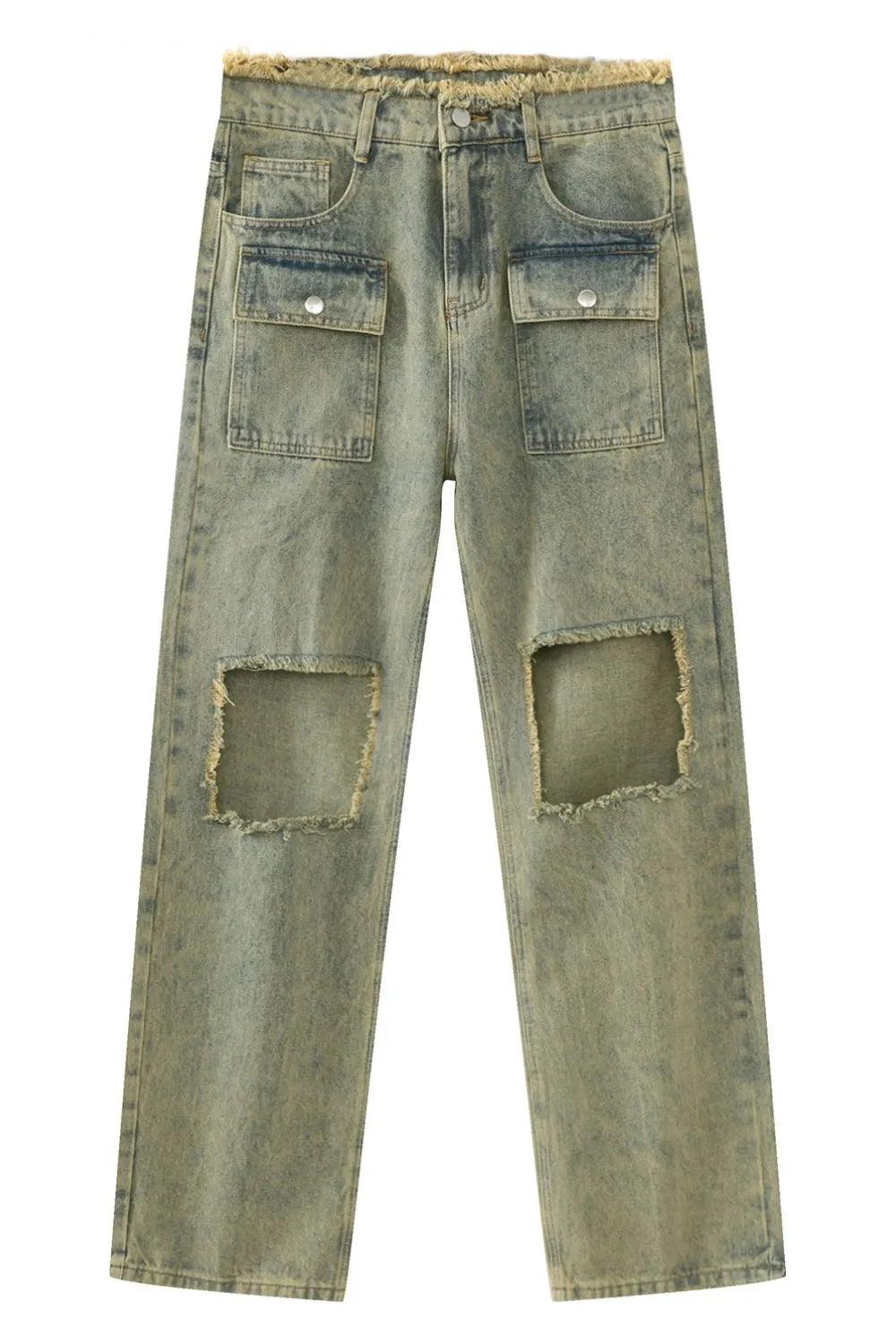 Raw Hem Distressed Jeans For Men | MuddyStock Originals