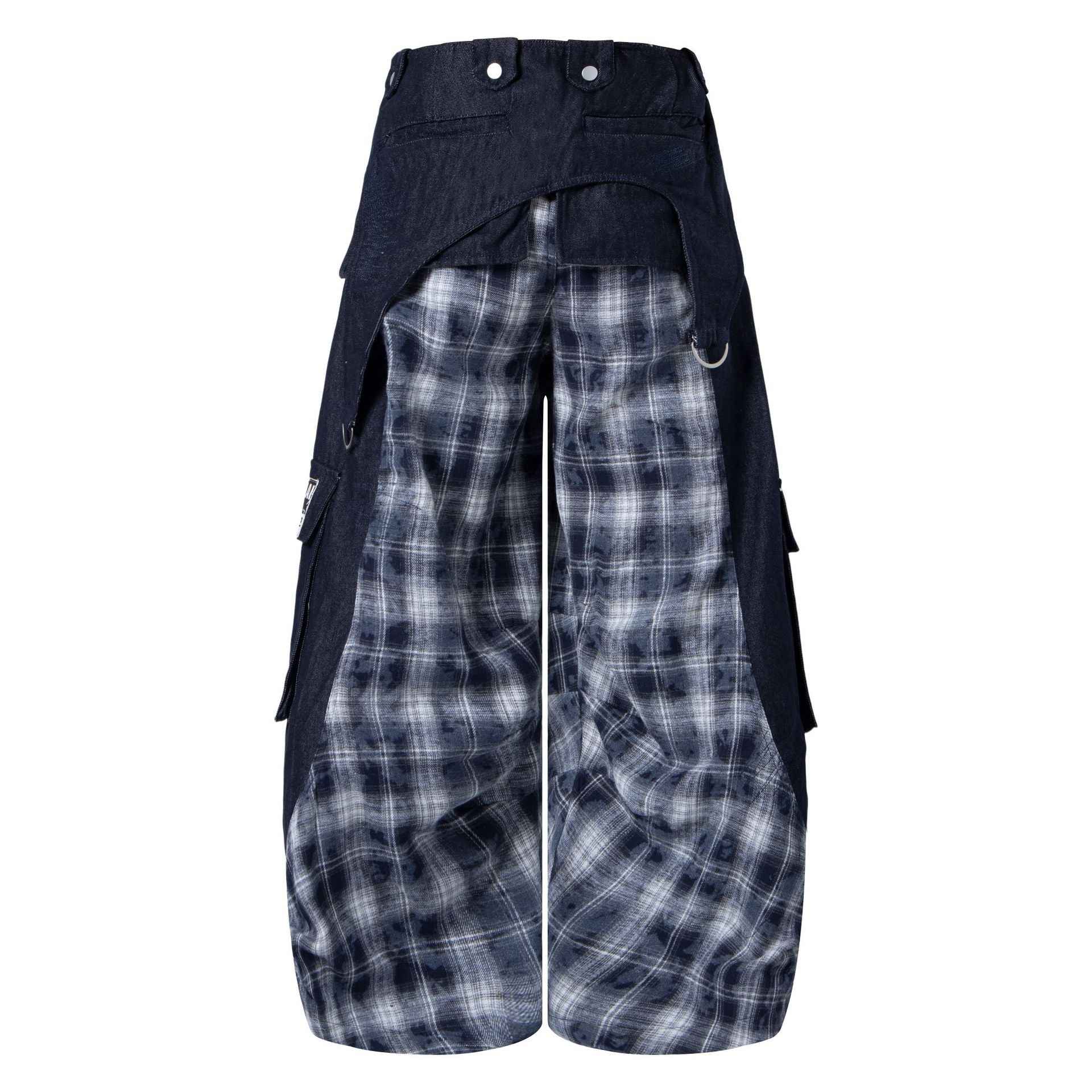 Patchwork plaid workwear jeans with waistband | MuddyStock Originals