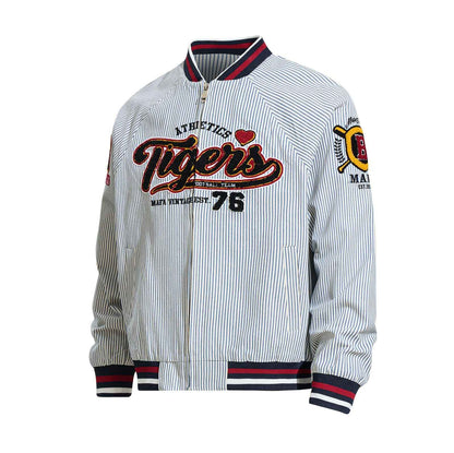 Letter Embroidery Stripe Baseball Jacket For Men | MuddyStock Originals MuddyStock