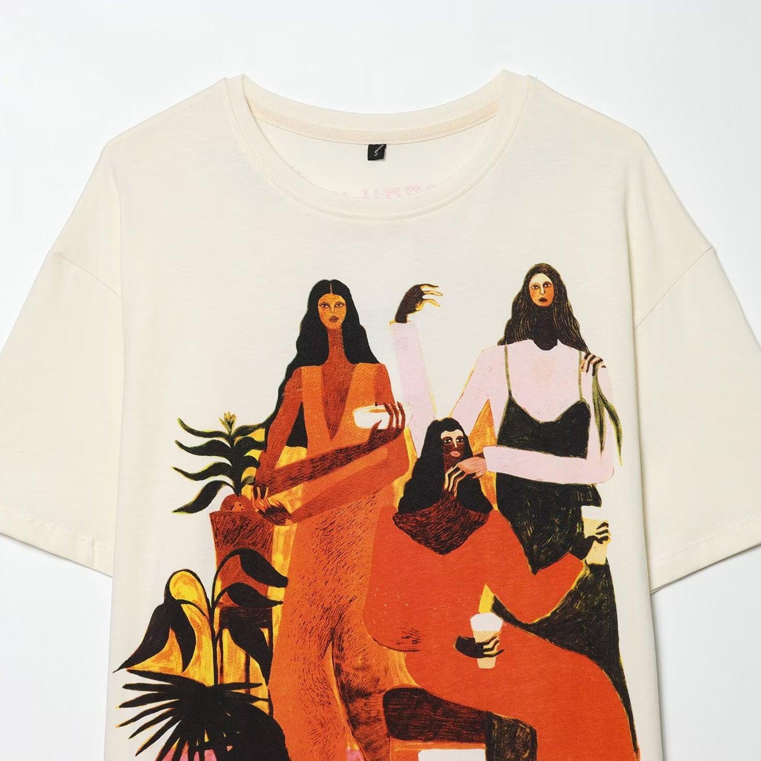 Loose casual versatile printed T-shirt for women | MuddyStock Originals