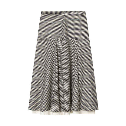 Color blocking collar plaid jacket+half skirt set for women | MuddyStock Originals