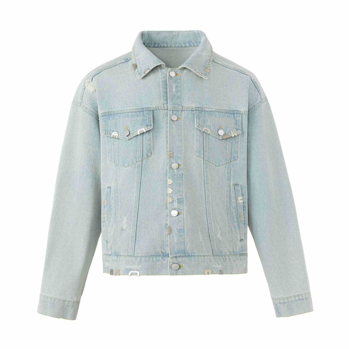 Insert Ripped Loose Denim Jacket for Men | MuddyStock Originals Blue