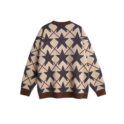 Jacquard Crewneck Loose Pullover Sweater For Women | MuddyStock Originals MuddyStock