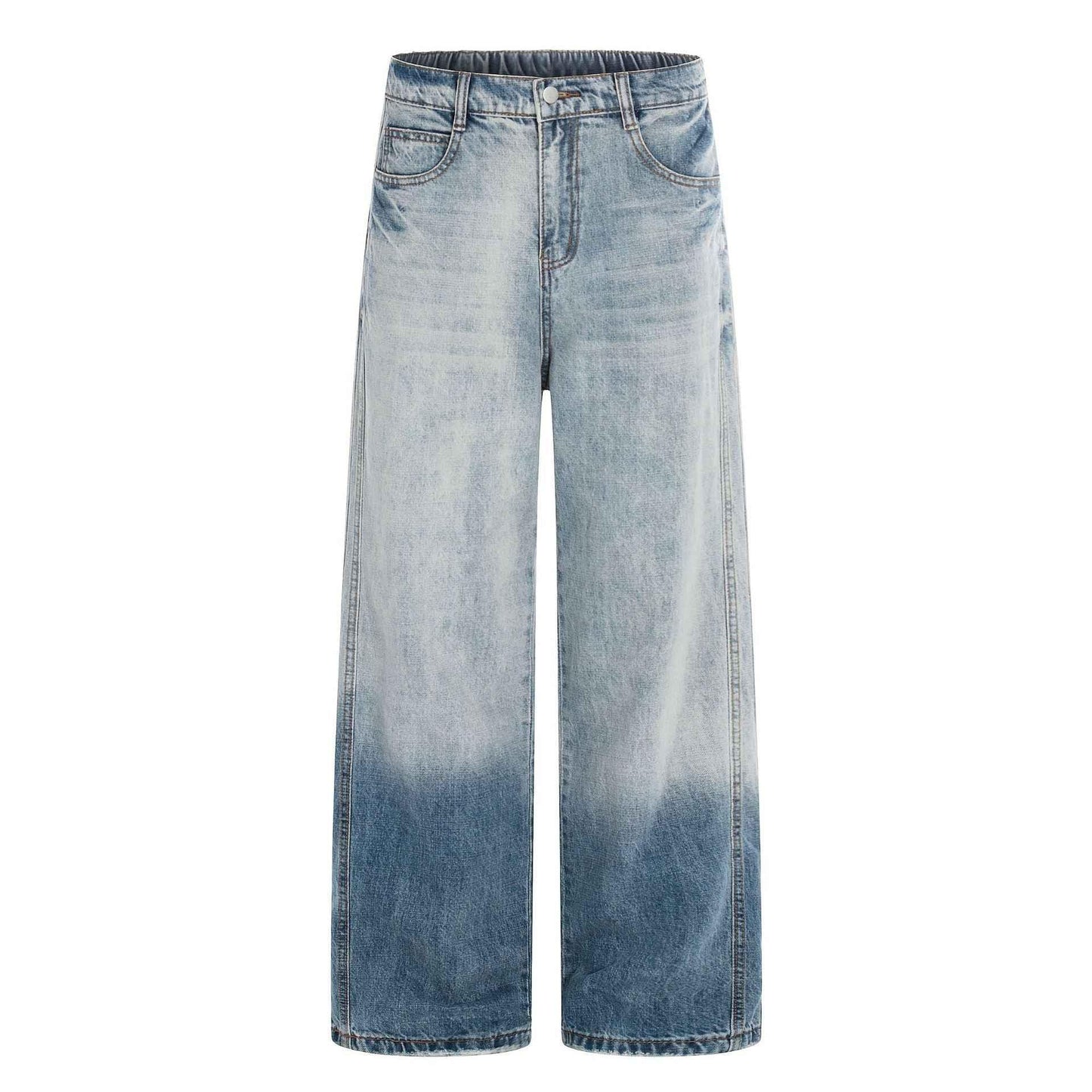 Washed Gradient Distressed Straight Loose Fit Denim Pants for Men | MuddyStock Originals