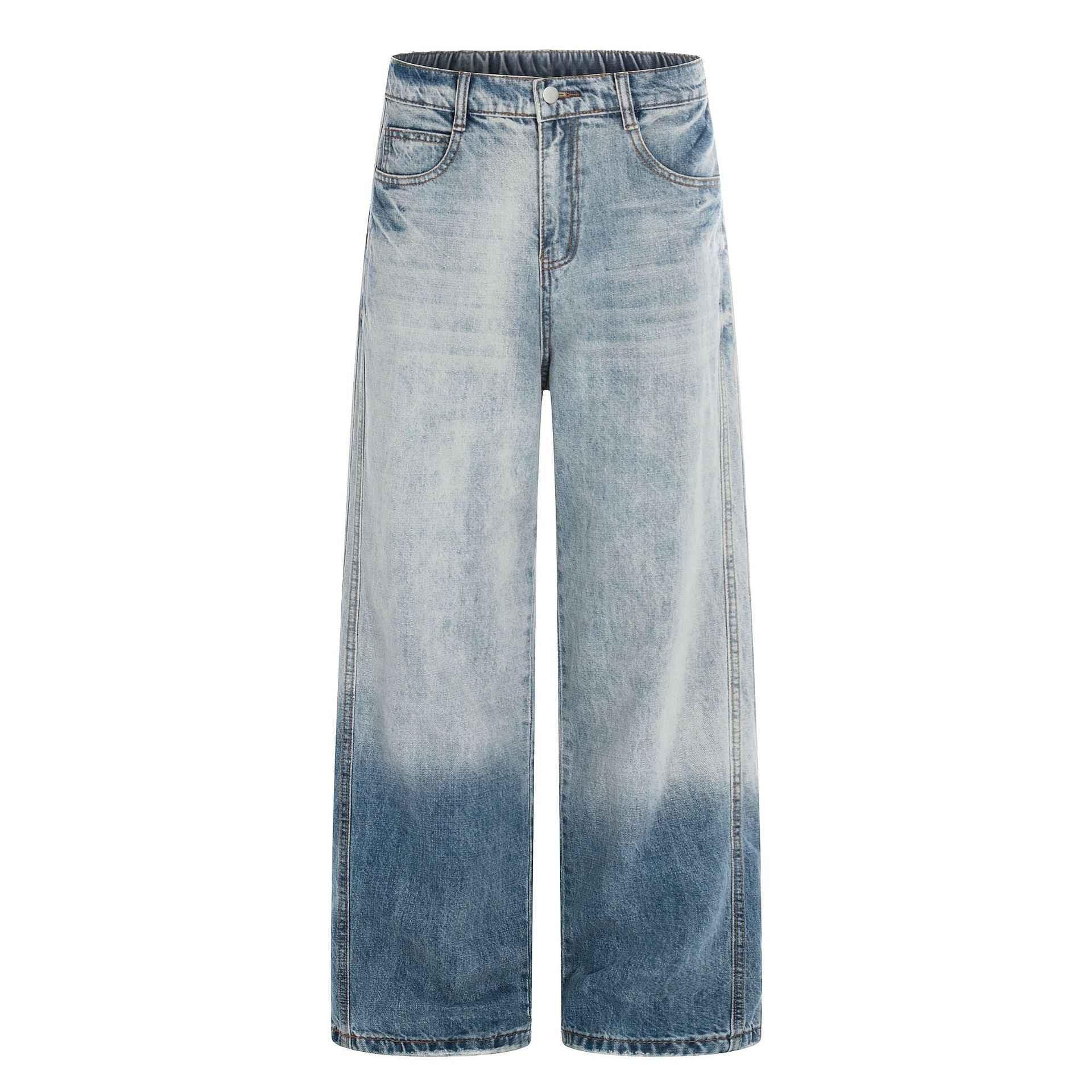 Washed Gradient Distressed Straight Loose Fit Denim Pants for Men | MuddyStock Originals