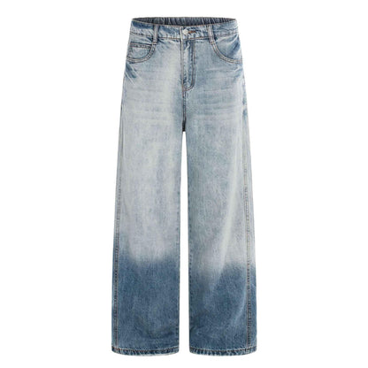 Washed Gradient Distressed Straight Loose Fit Denim Pants for Men | MuddyStock Originals